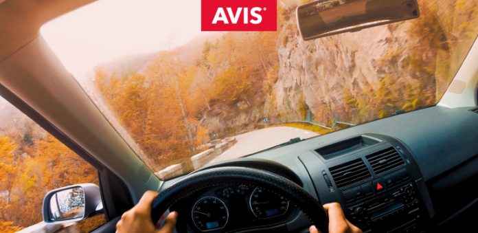 Mann am Steuer eines Avis-Mietwagens